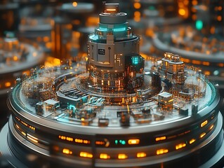 Poster - A futuristic and intricate machine with technological connections and components