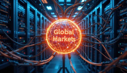 Poster - Global Markets Concept with Digital Connections and Data Flow