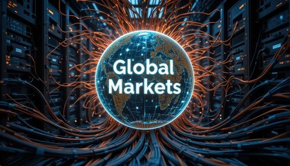 Poster - Global Markets Concept with Data Connections and Network Visualization