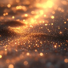 Wall Mural - The sparkling golden glitter and light illuminated a dark surface