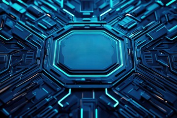 Poster - Futuristic Cyber Security Matrix with Lock and Shield Elements for Digital Protection