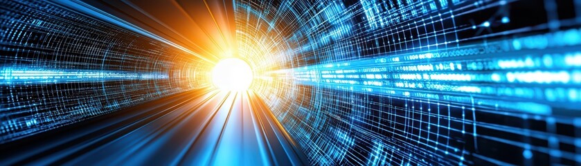 Poster - Futuristic Hyperloop Train Concept in High-Tech Tunnel with Bright Light and Dynamic Motion