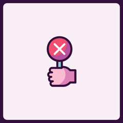 Poster - Hand holding incorrect sign with simple shapes and bright colors design
