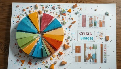 Poster - Colorful Pie Chart and Budget Analysis on Table with Confetti