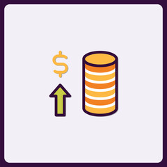 Aufkleber - Financial growth depiction with upward arrow and gold coin stack emblem
