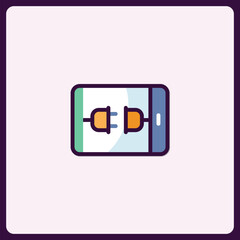 Poster - Mobile device displaying connection plug icon representing technological integration