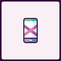 Poster - Stylized Cellphone Icon with Symbolic 'X' for Cancellation or Prohibition