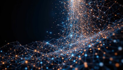 Poster - Futuristic Abstract Network of Connected Nodes with Bright Lights