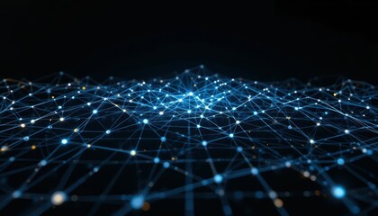 Poster - Abstract Digital Network with Glowing Blue Points and Lines