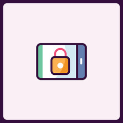 Fototapete - Mobile device security icon displaying padlock symbol for data safety