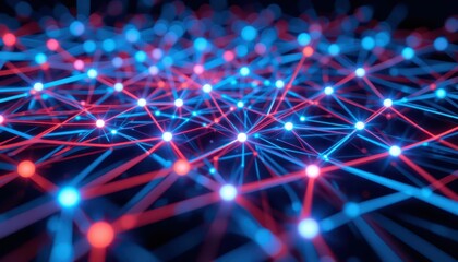 Poster - Colorful Abstract Network Concept of Connections and Data Flow