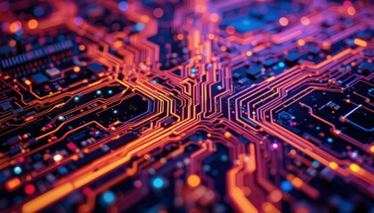 Poster - Abstract Technology Background with Vibrant Circuit Board Design