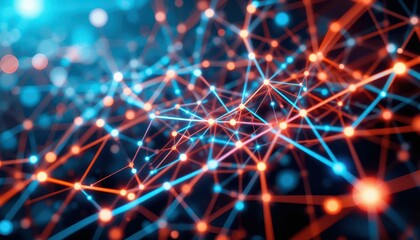 Poster - Bright Abstract Connection Concept in Blue and Orange Color Scheme
