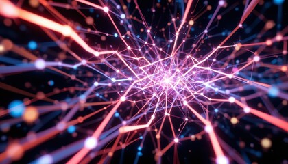 Poster - Abstract Digital Network with Vibrant Colors and Light Effects