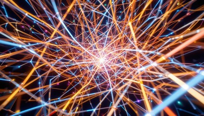 Poster - Vibrant Abstract Light Trails with Radiating Energy in Dark Space