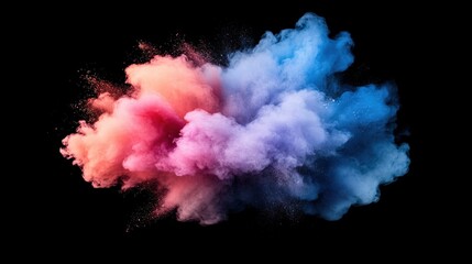 Poster - Vibrant color explosion of pink, purple, and blue smoke against a black background