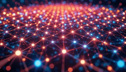 Poster - Futuristic Network of Vibrant Nodes and Colorful Connections