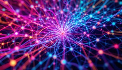 Poster - Vibrant Abstract Lines and Dots with Flowing Energy in Motion