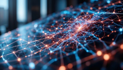 Poster - Abstract Concept of Digital Network with Colorful Connections