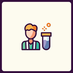 Poster - Colorful icon illustration of a scientist and a test tube experiment