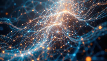 Poster - Abstract Network Connections with Glowing Lights and Waves