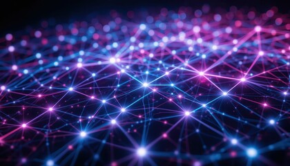 Poster - Colorful Abstract Network Connection Concept with Bright Lights