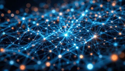 Poster - Abstract Digital Network with Glowing Nodes and Connections