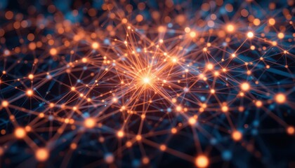 Poster - Abstract Connection Network with Bright Colorful Nodes and Lines