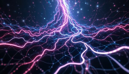 Poster - Abstract Electric Energy Flow in Colorful Light Patterns