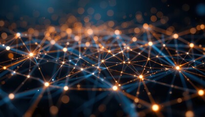 Poster - Abstract Network Connection with Bright Dots and Glowing Lines