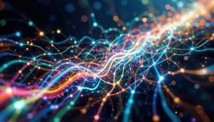 Poster - Colorful Abstract Waves of Light Creating Dynamic Energy Flow