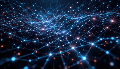 Poster - Abstract Digital Network with Glowing Blue and Orange Connections