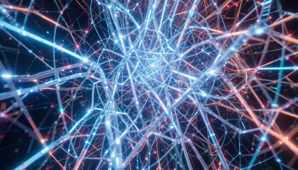Poster - Abstract Digital Network with Colorful Light Lines and Connections