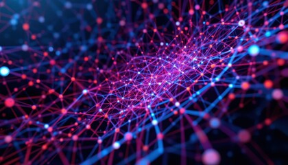 Poster - Abstract Digital Network with Colorful Points and Lines