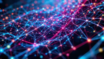Poster - Abstract Digital Network Connection with Colorful Light Effects