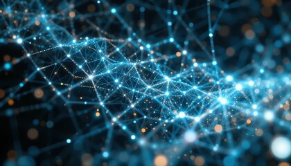 Poster - Abstract Digital Network Connection in Blue and Orange Colors