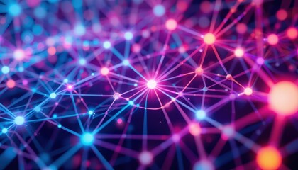 Poster - Vibrant Abstract Technology Network with Bright Colorful Nodes