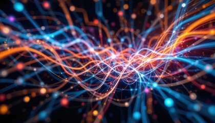 Poster - Vibrant Flow of Colorful Light Waves and Dynamic Energy Patterns
