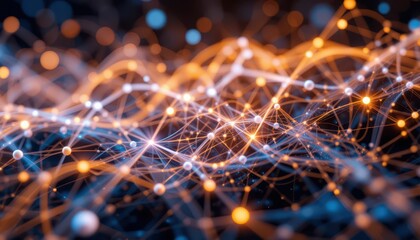 Poster - Dynamic Network of Illuminated Points and Lines in Abstract Design