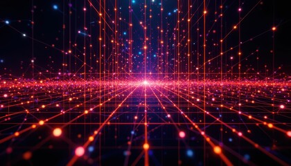 Poster - Futuristic Abstract Background with Colorful Lines and Particles