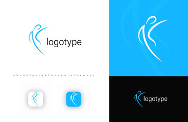 Aufkleber - Elegant abstract human figure in motion, symbolizing energy, fitness, wellness. Perfect for sports brands, wellness centers, yoga studios, health businesses. Vector logo