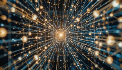 Poster - Dynamic Abstract Light Particles Radiating from Central Source