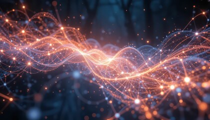 Poster - Abstract Waves of Light and Energy in a Digital Landscape