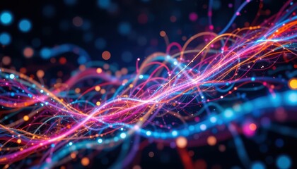 Poster - Colorful Energy Waves in Motion with Glowing Light Effects