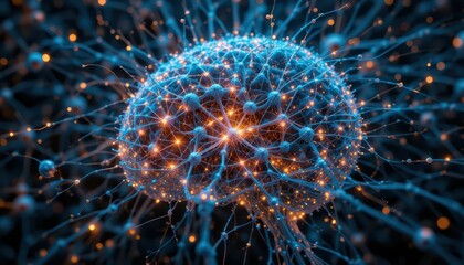 Poster - Abstract Neural Network Representation with Blue and Orange Lights