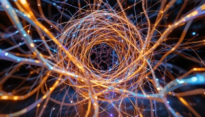 Poster - Abstract Light Trails Spiraling in Dynamic Patterns and Colors