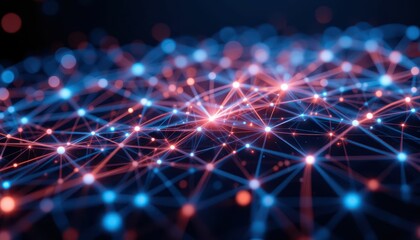 Poster - Abstract Network Connection Background with Colorful Lights and Nodes