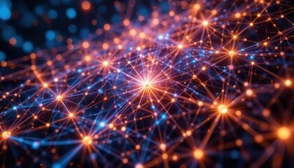  - Colorful Abstract Network of Digital Connections and Light Particles