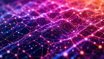  - Colorful Abstract Network of Connected Points and Curves in Motion