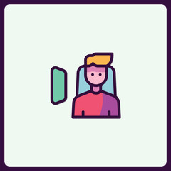 Poster - Colorful simple man and rectangle icon design in modern style